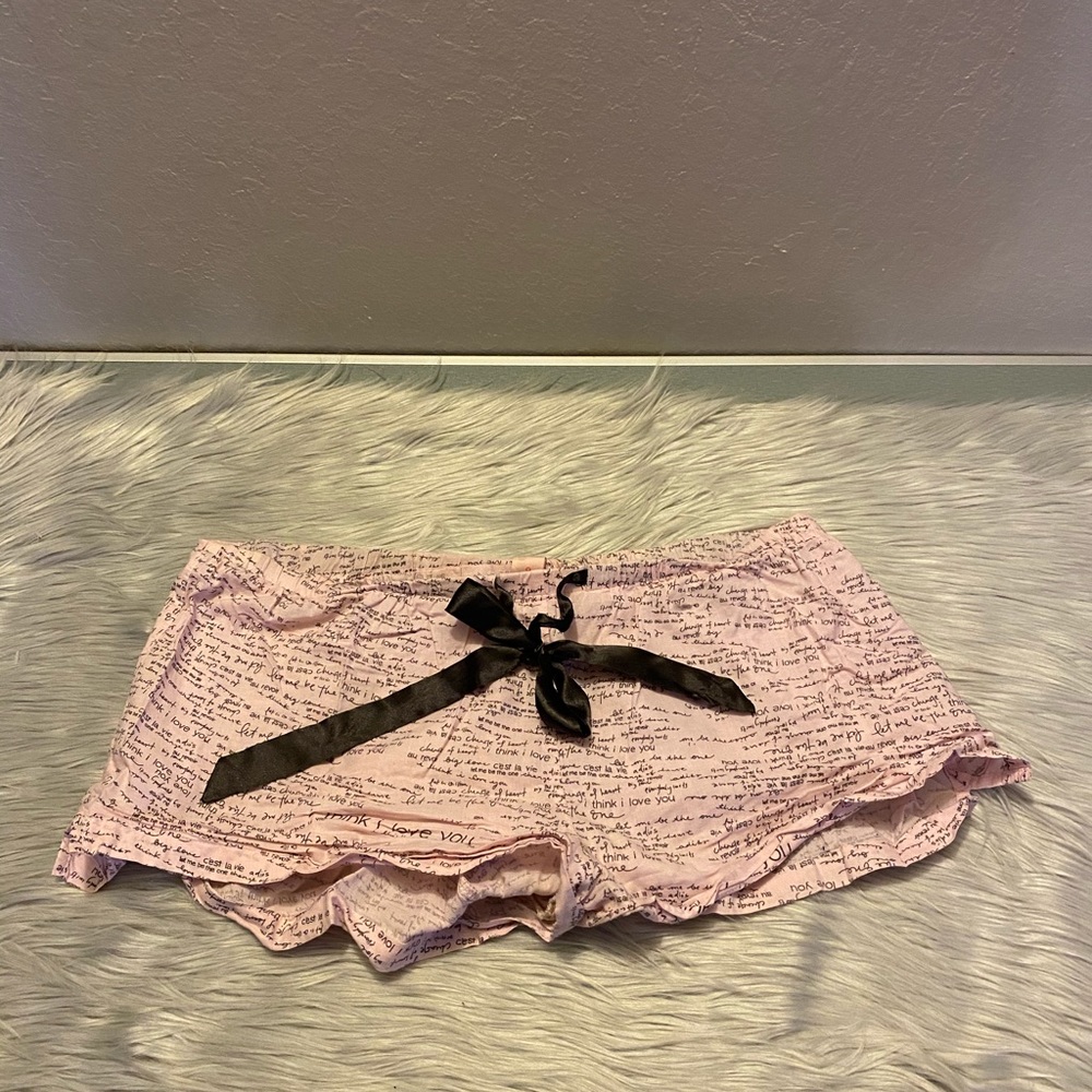 Cereal by Twenty One Pink with Script Pattern PJ Shorts